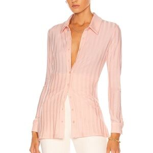 JONATHAN SIMKHAI STANDARD Cal Polo Long Sleeve Shirt Sweater Rosebud L Large